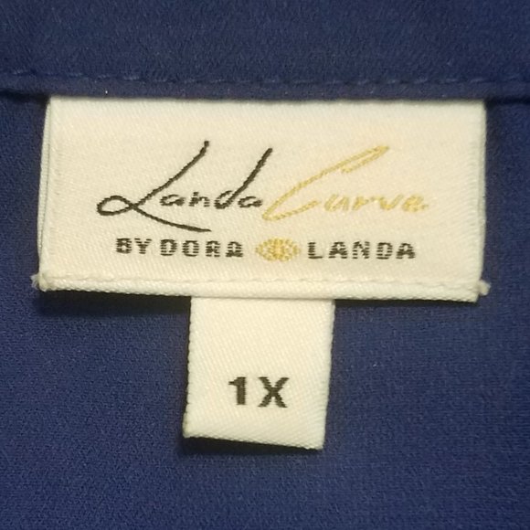 Landa Cobalt Blue Blouse 1X EUC - Picture 4 of 5